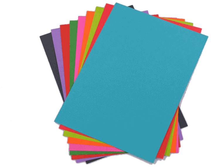 Coloured card stock fanned out